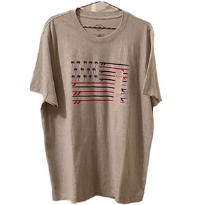 ST. JOHN'S BAY MENS GRAY PATRIOTIC TROPICAL "SURF" SHORT SLEEVE TEE SIZE LARGE